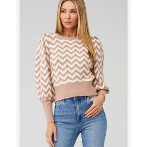 MINKPINK CHEVRON KNIT SWEATER POET SLEEVE MEDIUM LIKE NEW!